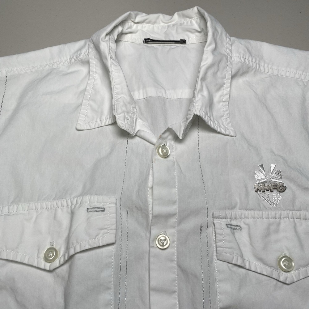 Y2K Marithe Francois Girbaud Shirt L Mens S/S Button Up White
